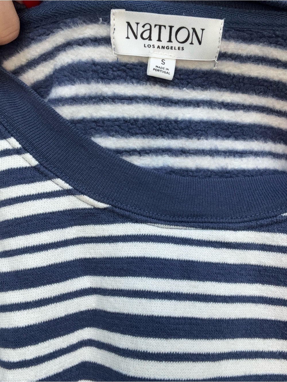 Striped Navy and White Short Sleeve Crop Top - Picture 3 of 3